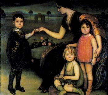 Dona Consuelo Martinez De Aisa con sus hijos